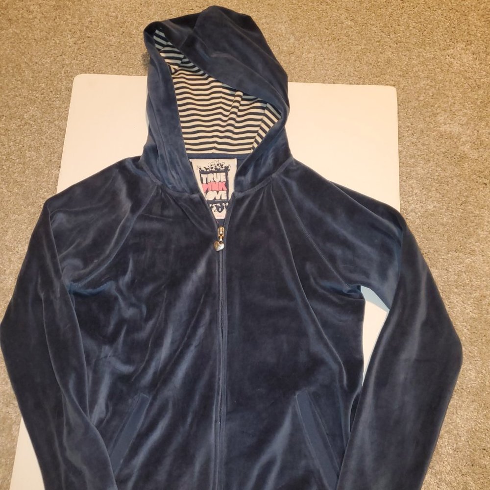 Victoria Secret PINK Hoodie Small Navy Blue Velour